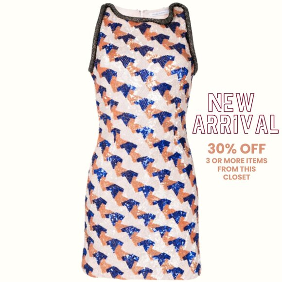 NWT RACHEL GILBERT Priya Sequin-embellished Sleeveless Mini Dress In Orange - Picture 1 of 15